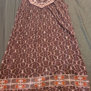 Max Studio Brown and White Geometric Midi Dress